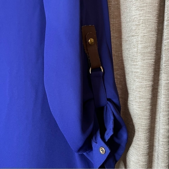 Zac & Rachel Purple Flowy Cuffed Sleeve Tunic Blouse Size Large - Picture 16 of 16